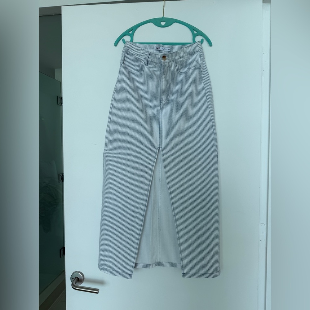 Zara Striped Denim Skirt Sz Small